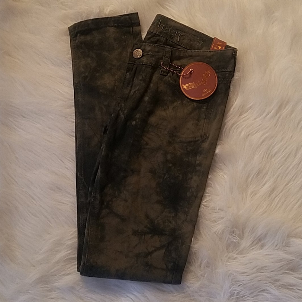 H&G OLIVE MARBLE SKINNY JEANS